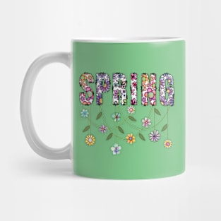 VINTAGE RETRO HELLO SPRING, BOHO FLOWERS GOOD VIBES & SUNSHINE Mug